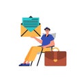 The derision sits in a professorship and holds an envelope. Trendy style, Vector Illustration Royalty Free Stock Photo