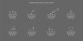 Derma roller, dermapen or mesopen line icon for face treatment. Vector stock illustration isolated on black chalkboard