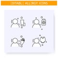 Dermal allergy types line icons set. Edtiable
