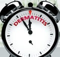 Dermatitis soon, almost there, in short time - a clock symbolizes a reminder that Dermatitis is near, will happen and finish