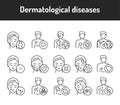 Dermatological diseases color line icons set. Pictograms for web page, mobile app, promo.