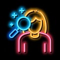 dermatological studies of women neon glow icon illustration