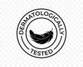 Dermatologically tested icon, hypoallergenic skincare products vector logo. Feather tag for dermatological tested moisturizer and