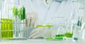 Green herbal medicine research discovery vaccine at science lab Royalty Free Stock Photo