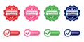 Dermatologist Recommended Label, Stamp, Badge, or Logo. With check symbol. On red, pink, green, and blue color Royalty Free Stock Photo