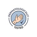 Dermatology hand tested logo icon. Antibacterial hypoallergenic clean gel test label