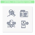 Dermatology line icons set. Editable illustrations