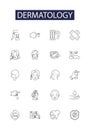 Dermatology line vector icons and signs. Skin, Acne, Melanoma, Dermatitis, Eczema, Psoriasis, Lesion, Itchiness outline Royalty Free Stock Photo
