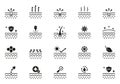 Dermatology Medical Skin Care Glyph Pictogram Set. Skincare Beauty Silhouette Icon. Facial Clean Moisture, UV Sunscreen