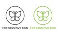 Dermatology Product for Sensitive Skin Line Green and Black Icon Set. Hypoallergenic Product for Skin Face Pictogram