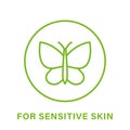 Dermatology for Sensitive Skin Line Green Icon. Tested for Hypoallergenic Type of Face Skin Outline Pictogram