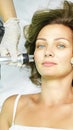 Dermatology skin care facial therapy. Medical spa anto wrinkles procedure. Woman face rejuvenation. Pretty girl. Rf cosmetician