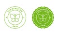 Dermatology Stamp Set For Sensitive Skin. Cosmetic Green Label For Sensitive Skin. Ingredient Label Sticker For