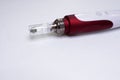 Dermis stamp electric pen. Dermapen. Needle mesotherapy treatment.