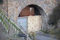 Dernau, Germany - 11 06 2021: blocked tunnel entrance above Dernau an der Ahr one year before the flood