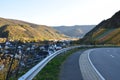 Dernau, Germany - 11 06 2020: road above Dernau with autumn vineyards