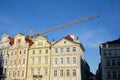 Derrick and crane in the historic centre of the town and city