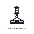 derrick with pallet isolated icon. simple element illustration from construction concept icons. derrick with pallet editable logo Royalty Free Stock Photo