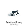 Derrick with tong vector icon on white background. Flat vector derrick with tong icon symbol sign from modern construction
