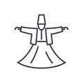 Dervish dance,islam vector line icon, sign, illustration on background, editable strokes