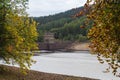 Derwent Dam framed by trees Royalty Free Stock Photo