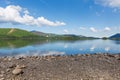 Derwent Water Lake District Cumbria England uk south of Keswick blue sky beautiful calm sunny summer day Royalty Free Stock Photo