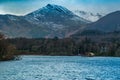 Derwent Waterand and Skiddaw mountain in background Royalty Free Stock Photo