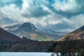 Derwent Waterand and Skiddaw mountain in background Royalty Free Stock Photo