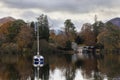 Derwentwater boathouse and yacht Royalty Free Stock Photo