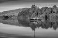Black and white Sailboat on Derwentwater, Keswick, Lake District Royalty Free Stock Photo