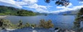 Landscape Panorama of Derwentwater near Keswick from Friars Crag, Lake District National Park, Cumbria, Great Britain Royalty Free Stock Photo