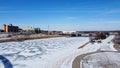 Aerial View of Des Moines, Iowa Skyline Royalty Free Stock Photo