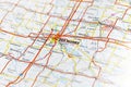 Des Moines city road map area. Closeup macro view Royalty Free Stock Photo