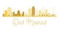 Des Moines City skyline golden silhouette. Royalty Free Stock Photo