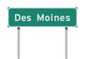 Des Moines entering road sign