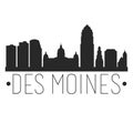 Des Moines Iowa. City Skyline. Silhouette City. Design Vector. Famous Monuments. Royalty Free Stock Photo