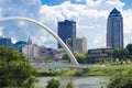 The Des Moines River Dam and downtown pedestrian bridge Royalty Free Stock Photo