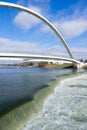 Des Moines River Principal Riverwalk Bridge Midwest Vertical Royalty Free Stock Photo