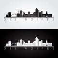 Des Moines USA skyline and landmarks silhouette Royalty Free Stock Photo