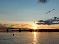 Des Prairies rivers in Montreal at Sunset, Quebec, Canada Royalty Free Stock Photo