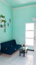 Desain interior with blue wall