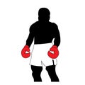 logo design vector illustration. Boxing athlete posing with silhouette style Royalty Free Stock Photo