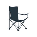 Vector black folding chair for relaxing holidays. Cartoon illustration. Isolated on white. Royalty Free Stock Photo