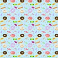 Seamless donut pattern on blue background Royalty Free Stock Photo