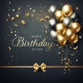 Elegant Birthday Wishes with Gold and Black Theme Royalty Free Stock Photo