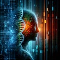 Bio-Digital Integration: Human DNA in a High-Tech World Royalty Free Stock Photo