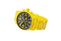 Vibrant Yellow Sport Watch Isolated on a White Background Royalty Free Stock Photo