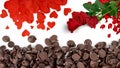 The combination of love, flowers, and choclates on Valentine's Day is a match made in heaven. Royalty Free Stock Photo