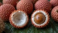 Fresh Lychee Close-Up: Juicy Tropical Fruit with Textured Peel Royalty Free Stock Photo