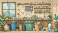 Sustainable Home: Organized Recycling Center with Eco-Friendly Products Royalty Free Stock Photo